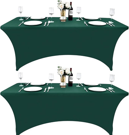 2-Pack 4ft Spandex Table Covers for Rectangular Folding Tables - Wrinkle Resistant Stretch Tight Table Cloths - Ultimate Fitted Table Protector for Parties, Banquet, and Wedding