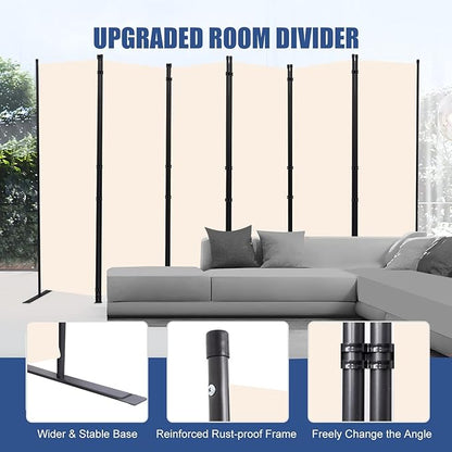 Room Divider and Folding Privacy Screens， 6 Panel Wide Room Divider Wall Screen for Room Separtition, Partition Room Dividers Fabric Panel Wall Dividers Freestanding for Office, Bedroom, Studio Dorm