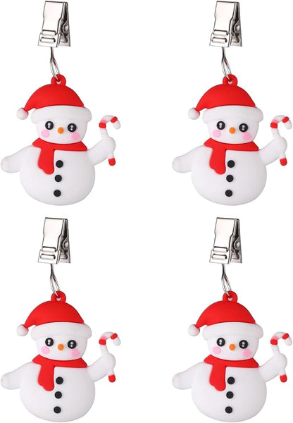 TwoFish Home Set of 4 Snowman Tablecloth Weights Clips Handicraft Snowman Tablecloth Clamps Pack of 4