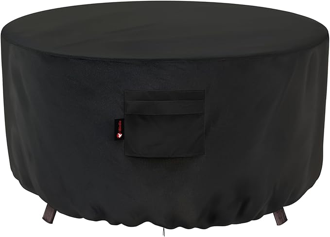 iBirdie Fire Pit Cover Round 50 inch Outdoor Waterproof and Weatherproof Heavy Duty 600D Patio Furniture Table Fireplaces Coffee Table Covers