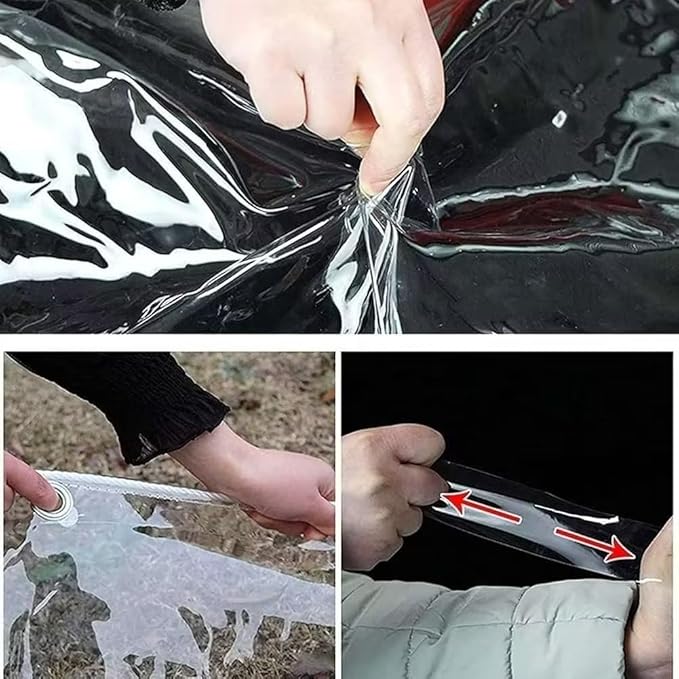 Clear Tarps Heavy Duty PVC, Transparent Tarp Durable Waterproof Dustproof Windproof, Tarpaulin with Grommets & Ropes for Greenhouse, Patio, Garden, Pavilion, Chicken, Porch, Outdoor (10' x 12')