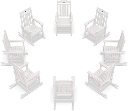 Oversized Outdoor Rocking Chairs Set of 8, 380lbs Heavy-Duty Large Patio Rocker by CIOKEA