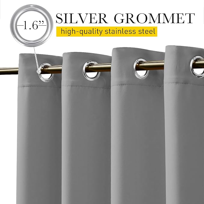 NICETOWN 2 Panels Thermal Outdoor Curtains Windproof W52xL72 Silver Grey | - Image 7
