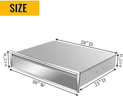 Pull Out Trash Drawer, Lower Sliding Rails Stainless Steel Roll Out Trash Bin Pull Out Tray With Handle For Outdoor Kitchen BBQ Island Grill Station,Single Drawer