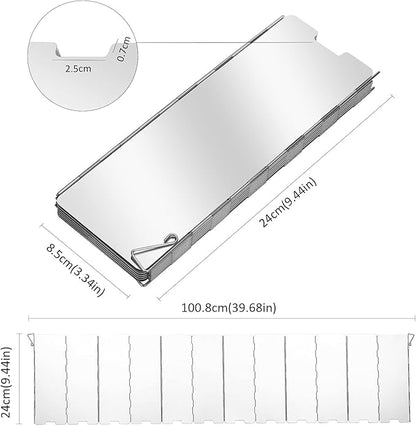 Folding Camping Stove Windscreen 12 Plates Aluminum Camping Stove Windshield with Carrying Bag Portable Camp Stove Wind Screen Outdoor Cooker Butane Burner Wind Shield