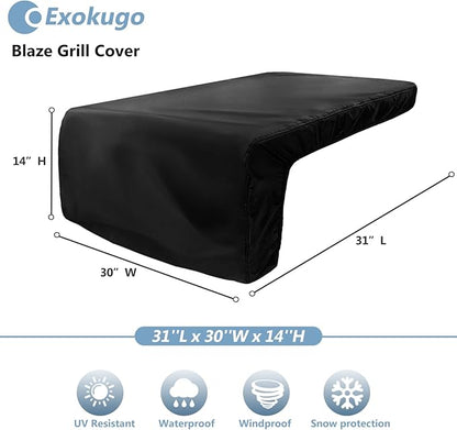 Burner Cover for 30 inch DCS Griddle Built-in Natural Gas Griddle,Heavy Duty 600D Waterproof Burner Cover with Plush Lining,Suitable 31''L x 30''W x 14''H,Black
