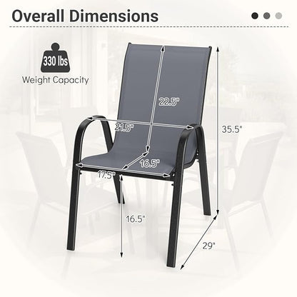 Tangkula Stackable Patio Dining Chairs Set of 4, Outdoor Armchairs - Image 3