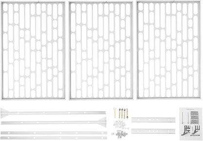 Outdoor Metal Privacy Screen with Stand, 35.4" W x 75" H Freestanding Metal Slatted Decorative Privacy Screen and Panels for Patio Garden Balcony Porch (White Rounded Rectangle)