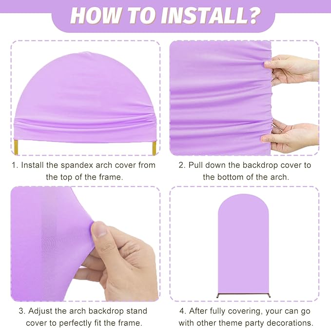MODFUNS Spandex Arch Backdrop Cover 6ft 6.6ft 7.2ft Lavender Light Blue Pink Wedding Arch Cover Set of 3 Fitted Arch Stand Covers Stetchy Backdrop Cover for Wedding Birthday Party Decor
