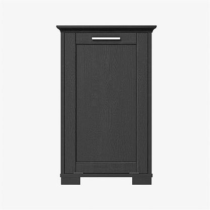 OLD CAPTAIN Wooden Tilt Out Trash Cabinet, Wooden Kitchen Garbage Can Free Standing Holder, Black Finish