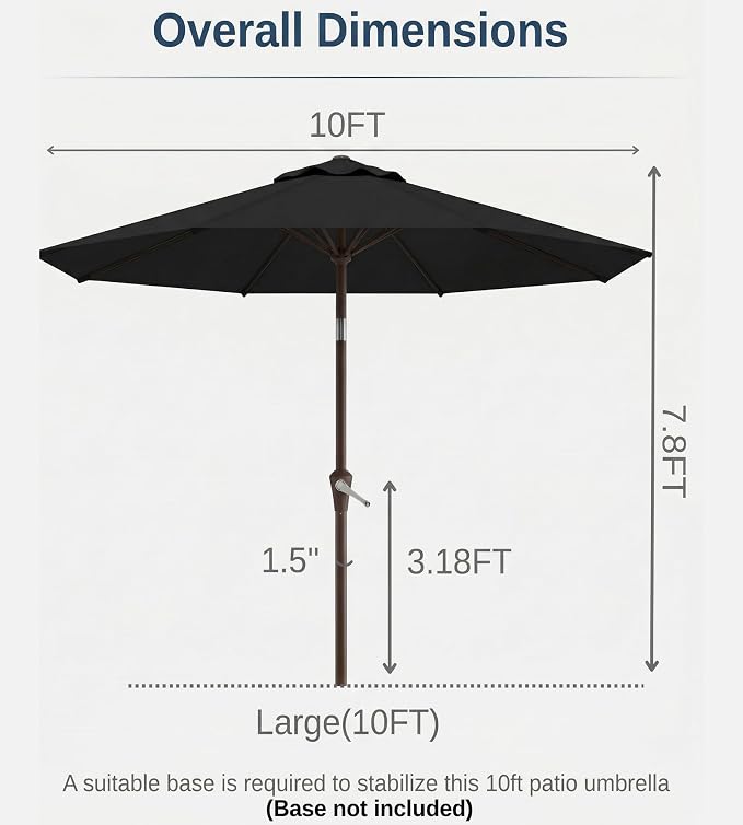 10FT Patio Umbrella, Outdoor Umbrella - Image 7