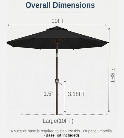 10FT Patio Umbrella, Outdoor Umbrella - Image 7