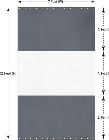 Covers & All Outdoor Clear Panel Curtain, 12 oz Vinyl Outdor Curtains for Patio, Waterproof & Weather Resistant Tarp with Brass Grommets for Pergola, Porch, Gazebos, Balcony (12' H x 7' W feet, Gray)