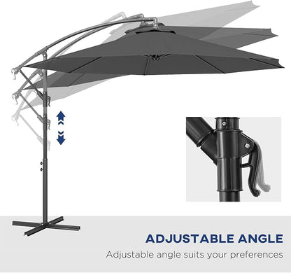 Outsunny 10' Cantilever Hanging Tilt Offset Patio Umbrella | UV & Water - Image 4