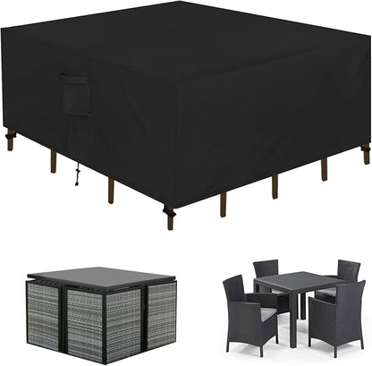 Easy-Going Patio Furniture Set Cover Waterproof Outdoor Square Table Cover with Seal Tape at Seams (49"L x 49"W x 28"H, Black)