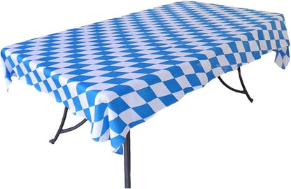 Blue & White Oktoberfest Tablecloth 54" x 96" – Bavarian Checkered Polyester Table Cover – Oktoberfest Decorations for Party, German Theme Party Supplies, Reusable & Durable | OktoberfestHaus