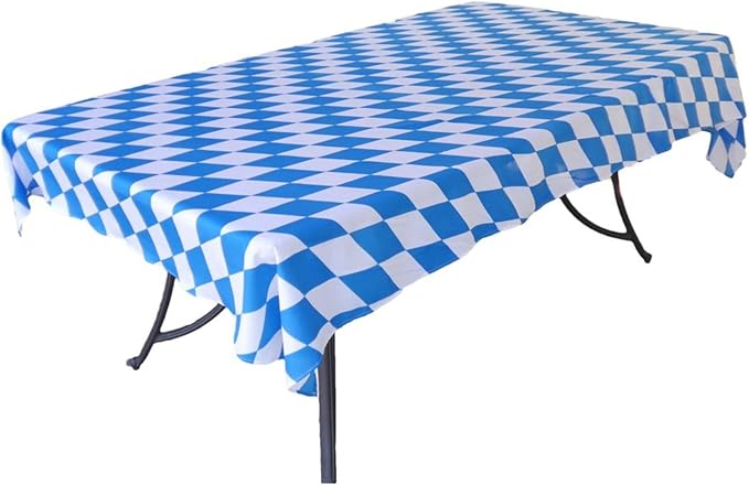 Blue & White Oktoberfest Tablecloth 40" x 40" – Bavarian Checkered Polyester Table Cover – Oktoberfest Decorations for Party, German Theme Party Supplies, Reusable & Durable | OktoberfestHaus