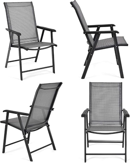 GIANTEX Set of 4 Folding Patio Chairs, Outdoor Portable Dining Chairs - Image 8