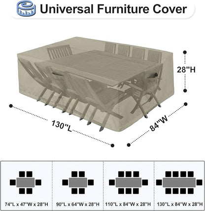 OutdoorLines Outdoor Waterproof Patio Table Furniture Set Covers - Rectangle Couch Sectional Cover Outside Weatherproof Patio Furniture Covering for Deck, Lawn and Backyard 130"L x 84"W x 28"H, Camel