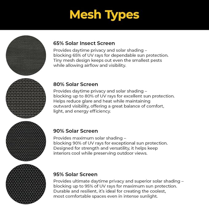 Custom Solar Screens for Windows Exterior 90% Shade - Pre-Framed Solar Window Screen Mesh - Home Improvement for Reduced Glare & Heat - UV Blocker Fabric - Fully-Assembled & Ready to Install