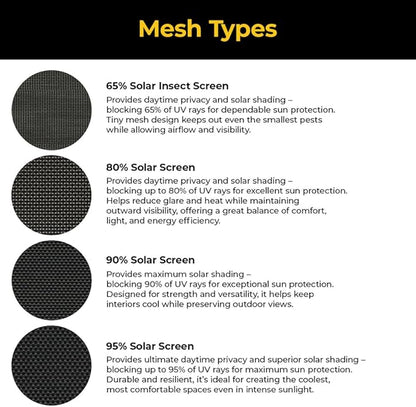 Custom Solar Screens for Windows Exterior 90% Shade - Pre-Framed Solar Window Screen Mesh - Home Improvement for Reduced Glare & Heat - UV Blocker Fabric - Fully-Assembled & Ready to Install