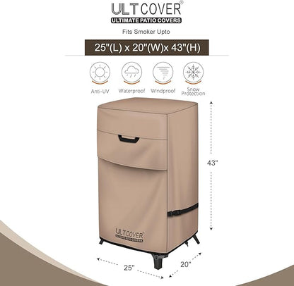 ULTCOVER Waterproof Vertical Electric Smoker Cover 40 inch for Most Square Gas Propane BBQ Smokers Size Upto 25W x 20D x 43H inch