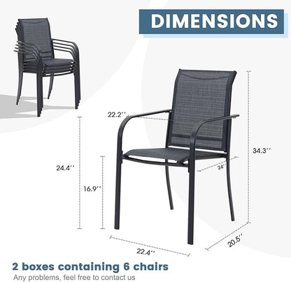 DIFY Patio Dining Chairs Set of 6, Stackable Outdoor Metal Chairs - Image 3