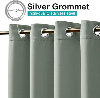 NICETOWN 2 Panels Sage Green Blackout Indoor & Outdoor Curtains - Image 3