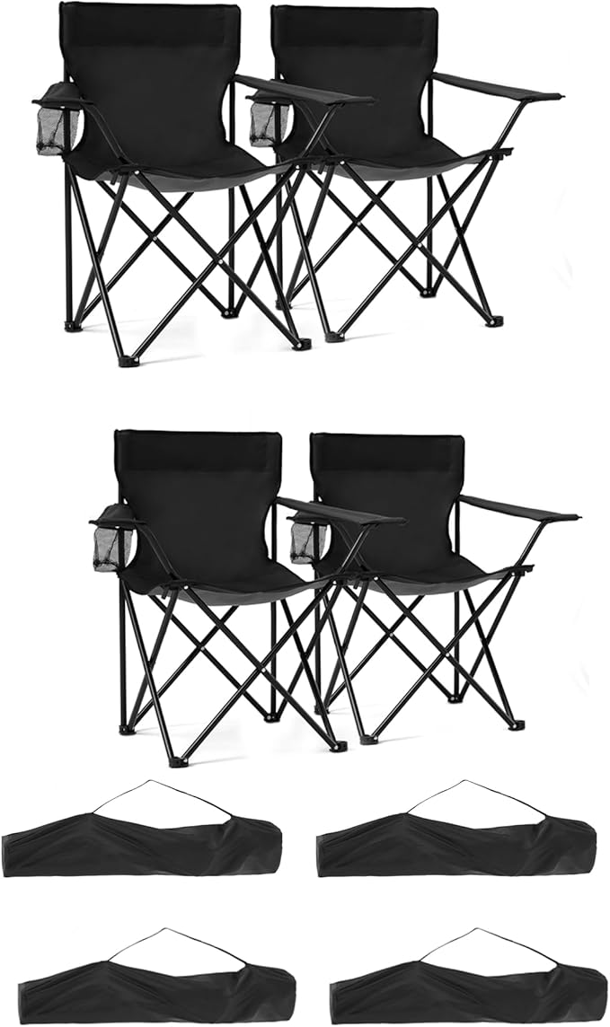 4 Pack Lightweight Camping Chairs Folding Lawn Chair Outdoor Beach Chair by Canpsky