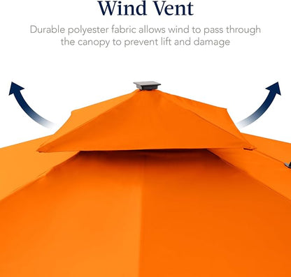 Best Choice Products 9x12ft LED Cantilever Patio Umbrella w/Base Included & - Image 7