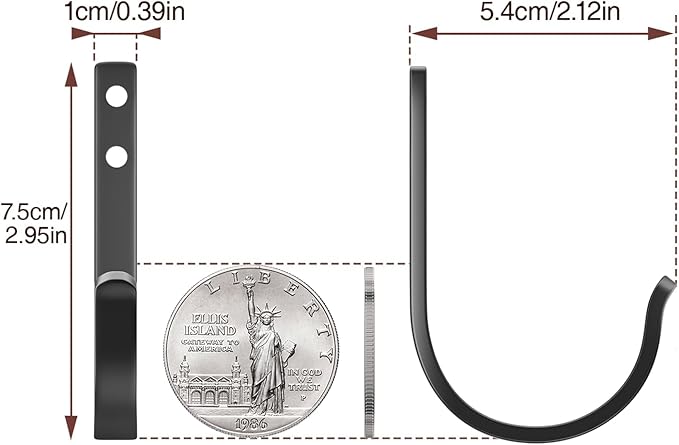niffgaff Wall Outdoor Hooks for Hanging Coat - 22LB Screw in Metal Hanger Wall Mount, for Closet, Door, Bathrooms, Outside, for Towel, Backpack, Robe, Hat, Black 20 Pack