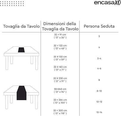 Encasa XO Table Runner 13"x94" Long | Cotton Canvas Fabric | B Grey Solid Color | Machine Washable & Durable