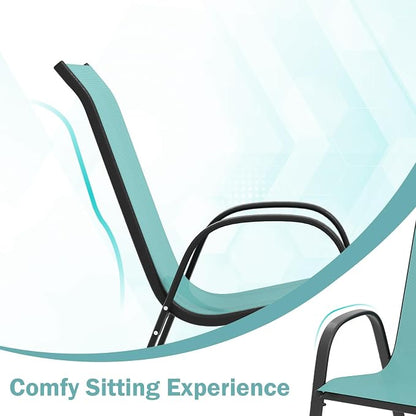 COSTWAY Patio Stackable Dining Chairs Set of 4 - Image 6