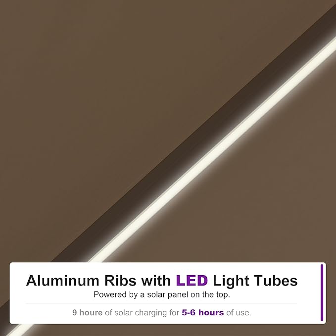 PURPLE LEAF Cantilever Umbrella 10' X 10' Solar LED Light Patio Deck, Support - Image 3
