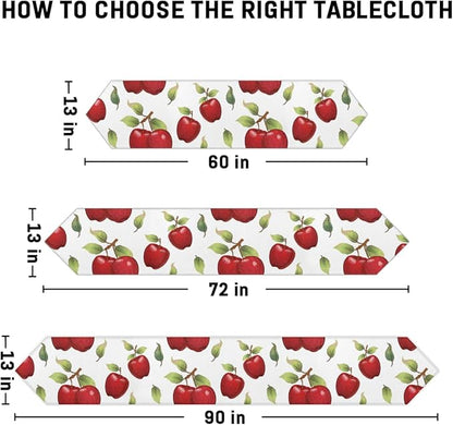 Apples Leaves Table Runners 60 Inches Long Table Runner Washable Kitchen Dining Tabletop Decor for Indoor Outdoor Party Wedding Dining Room Coffee Table Decoration 13x60 Inch