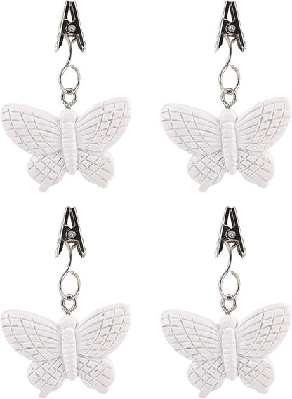 TwoFish Home Set of 4 White Butterfly Resin Tablecloth Weights Clips White Butterfly Handicraft Tablecloth Clamps Pack of 4