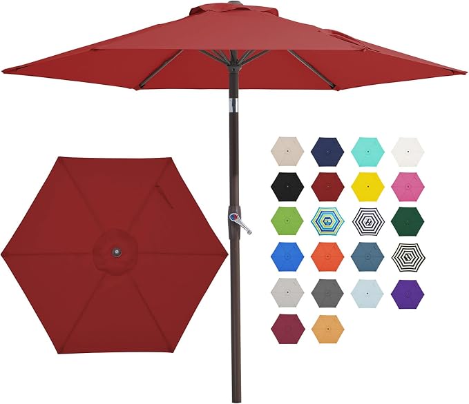 JEAREY 7.5 ft Outdoor Patio Umbrella, Table Umbrella, Tilt & Crank lift by JEAREYOutdoorsCollection