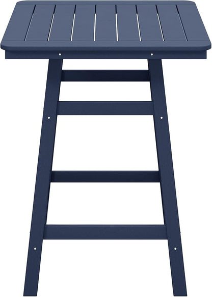 Costaelm Outdoor Bar Table, 37" Counter Height Square Patio Cocktail Bar Table with Umbrella Hole, Patio Bistro Dining Pub Table for Front Porch Deck Backyard Garden, Navy Blue