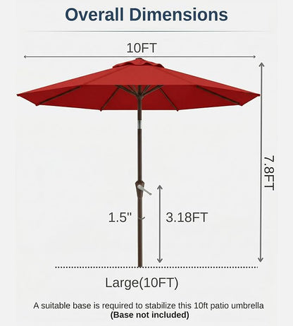 10FT Patio Umbrella, Outdoor Umbrella - Image 7