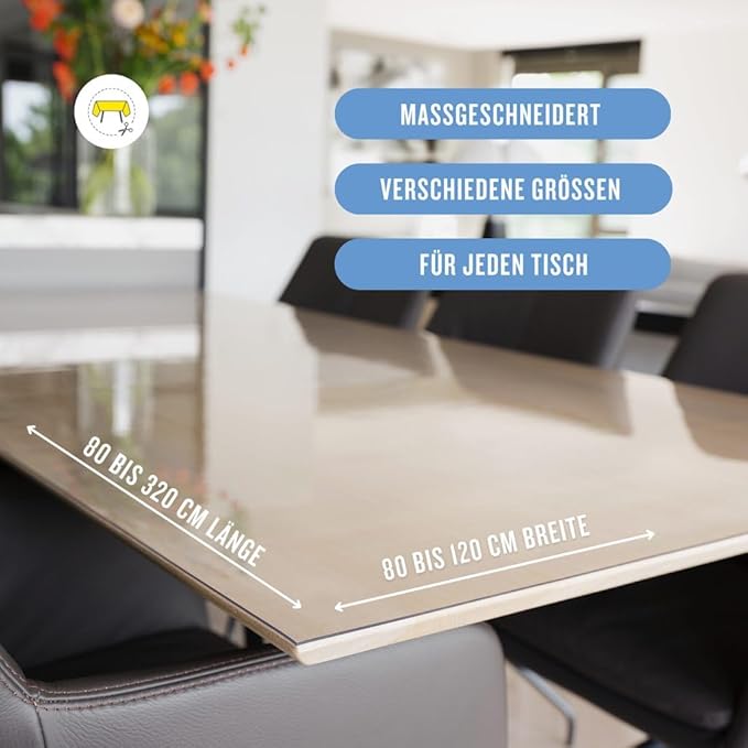 Clear Table Cover Protector, 40x66 inch , German Quality with 3 Mm Thickness, Stain Resistant Dining Pad with Beveled Edges, Washable Tablecloth, Fitted Clear Desk Cover for Indoor & Outdoor Use