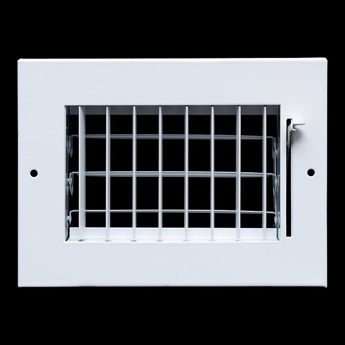 [6 Pack] Fits 6x4 Duct Opening Steel Adjustable Air Supply Grille by Handua | Register Vent Cover Grill for Sidewall and Ceiling | White | Out. Dim.: 7.75" X 5.75"