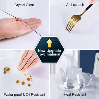 Clear Plastic Dining Table Protector Tablecloth Desk Pad Mat Wooden Furniture Coffee Glass End Entryway Sofa Side Cabinet Top Protection Countertop Cover Waterproof PVC Vinyl Rectangular 22x 44 Inch
