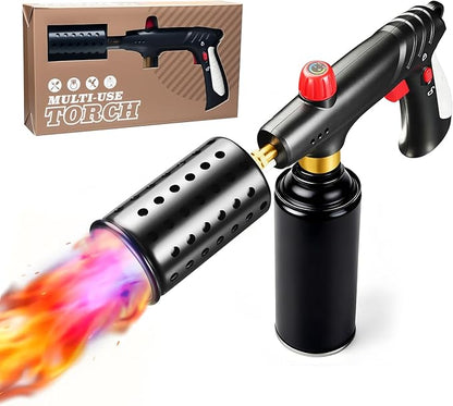 Propane Torch, Cooking Blow Torch Gun with Safety Lock, Charcoal Lighter, Flame Thrower, Kitchen Food Torch Head for Grill, Sous Vide, BBQ (Tank Not Included) (Platinum)