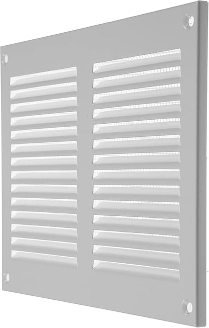Repa Market 8x6 Inch Air Vent Cover/White Galvanized Steel Louvered Grill Cover with Mesh Screen/Wall or Ceiling Vent/Durable Flush Mount HVAC Register for Indoor and Outdoor Ventilation