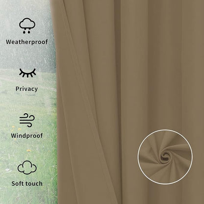 Easy-Going Outdoor Curtains for Patio 1 Panel, 110x108 inch, Khaki | Waterproof - Image 6
