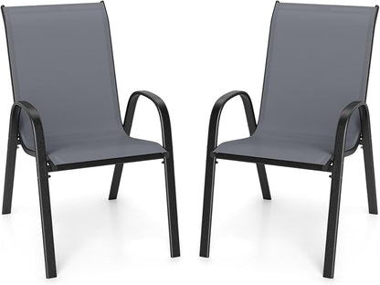 GIANTEX Patio Chairs Set of 2, Stackable Outdoor Dining Chairs by Giantex
