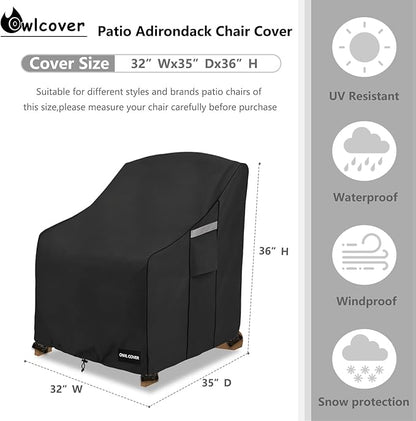 Outdoor Chair Covers 32"W x 35"D x 36"H,600D Heavy Duty Waterproof Patio Chair Cover,Outdoor Furniture Covers for Lawn/Garden Chiar,Black