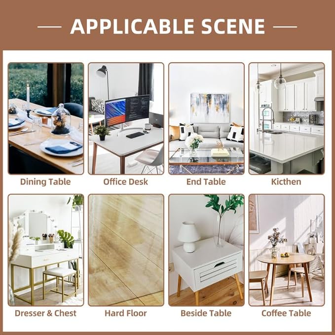 Warmstar Clear Table Cover Protector 24 x 84 Inch,1.5mm Thick Plastic Table Cover Rectangle,PVC Clear Table Protector,Desk Protector Mat for Kitchen, Dresser, Writing Desk，Dining Room Table