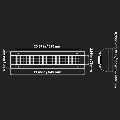 Repa Market 21" x 3" Inch Air Grille for Round Spiral Ducts - Adjustable Double Louvre Blade - Galvanized Ventilation Cover - Side Fit Round Surface Canal Ducting from 7" to 15.75" Inches
