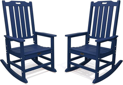 THOEOE Outdoor Rocking Chairs Set of 2, Oversized Patio Rocking Chair | HDPE by THOEOE